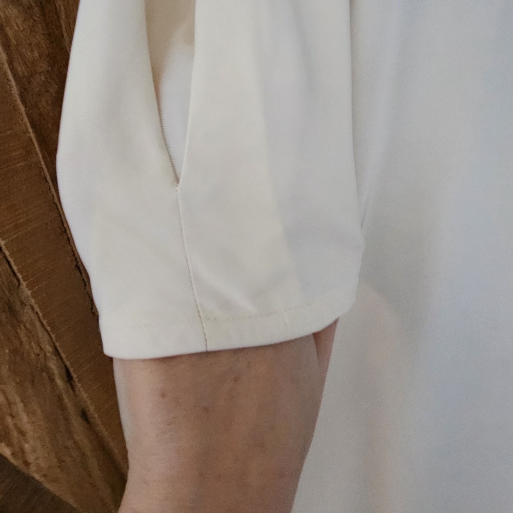 COS relaxed/oversized cream silky viscose Dress Sz M pockets slit midi - Picture 5 of 13